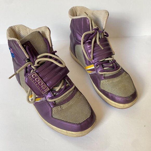 Vintage Coogi Australia Purple Leather Hi Fashion Sneakers Men's Shoe 8 EUR 41 - Picture 3 of 12